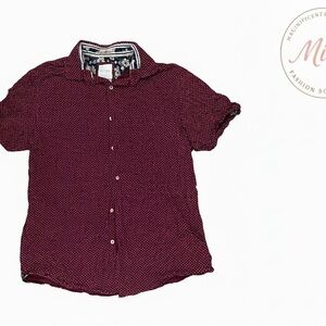 Men's Maroon Casual Button Down Shirt
